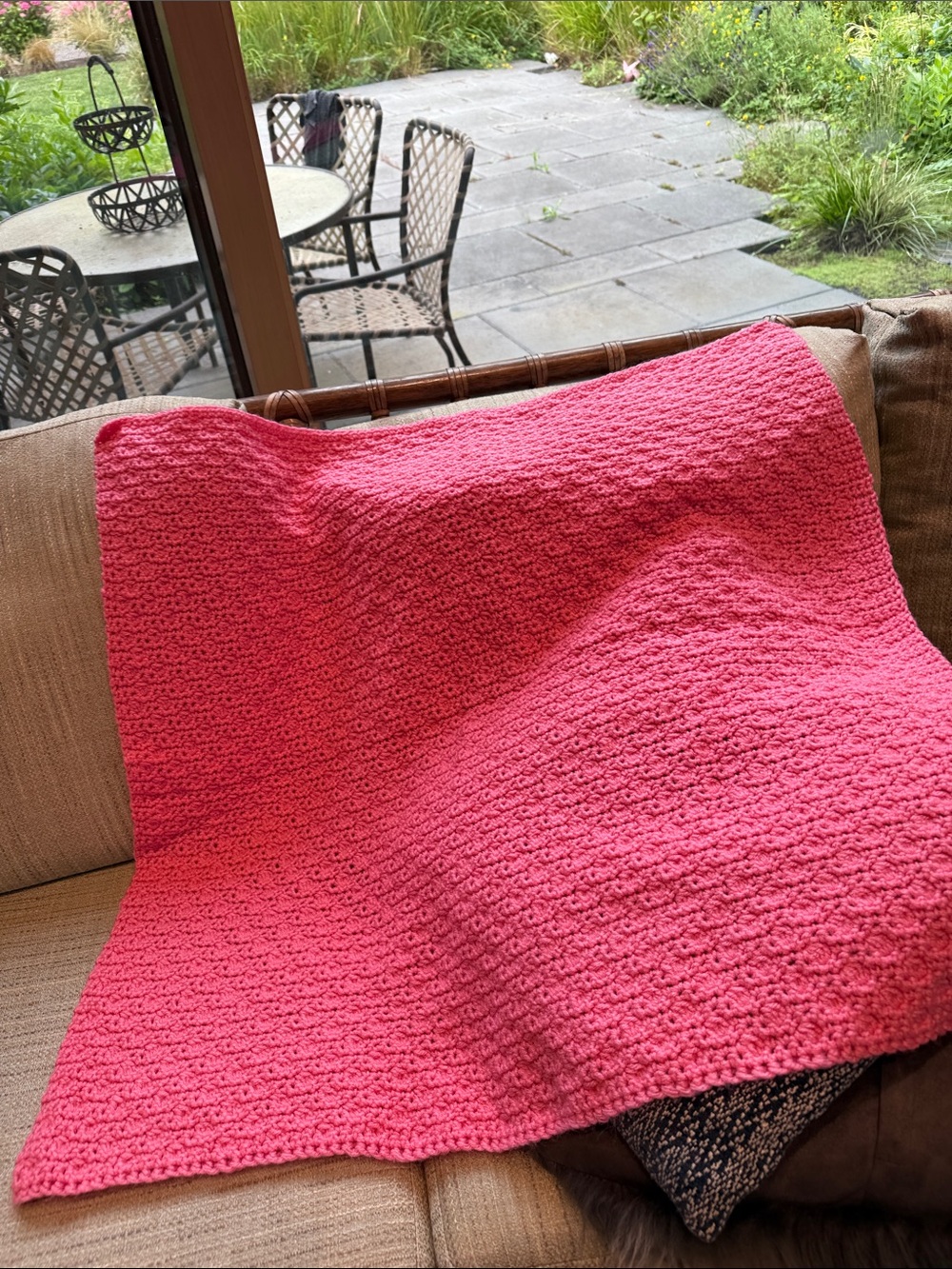 Handmade Pink Crocheted Blanket
